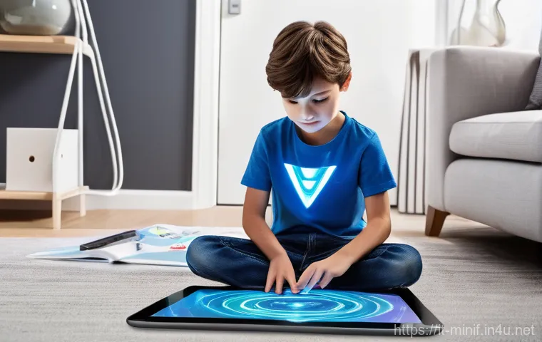 미니특공대 2025 트렌드 예측 - **Interactive Augmented Reality Miniforce Experience:**
A vibrant, cinematic shot of an 8-year-o...
