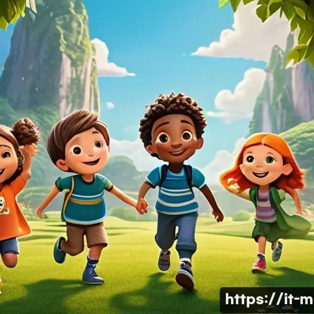 미니특공대 시청자 대상 설문조사 결과 - A vibrant and colorful scene featuring a group of charming, cartoon-style child heroes from “Mini Sq...