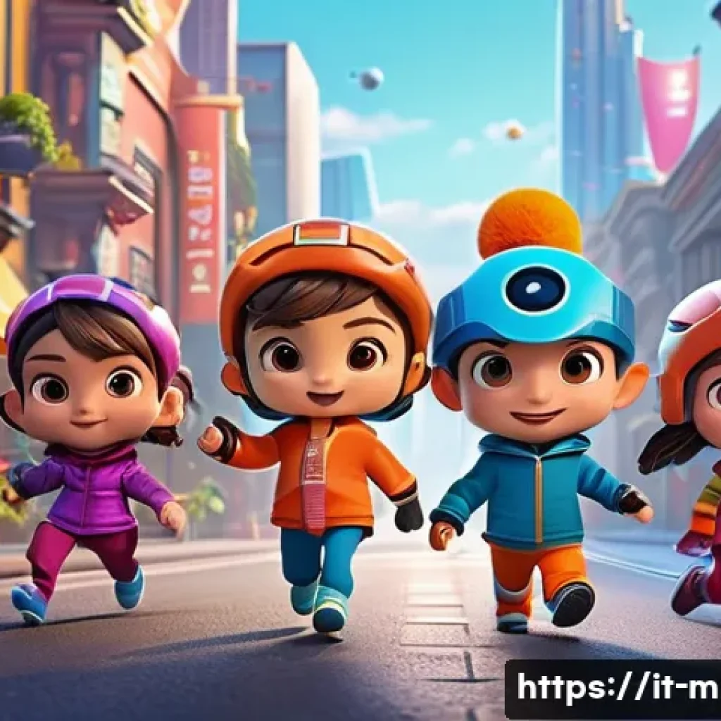 미니특공대 제작자 레드브릭스 히스토리 - A vibrant 3D animated scene featuring the main characters of Mini Force, each uniquely designed with...