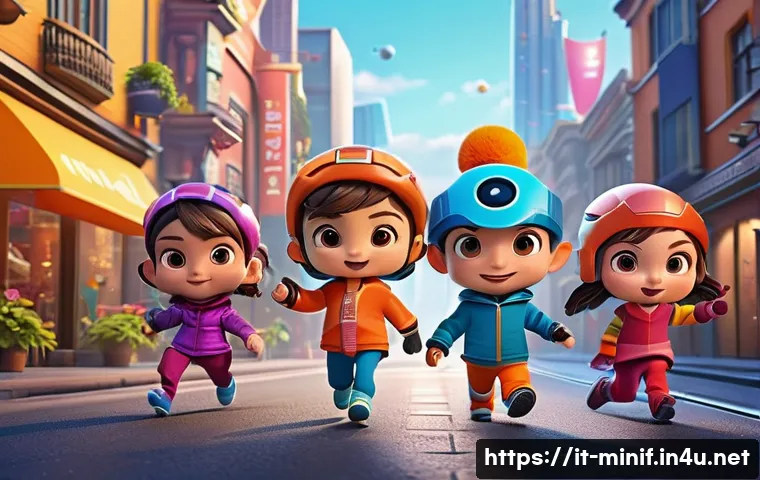 미니특공대 제작자 레드브릭스 히스토리 - A vibrant 3D animated scene featuring the main characters of Mini Force, each uniquely designed with...