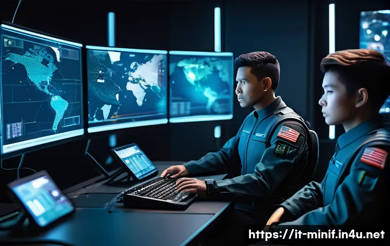 미니특공대 주변인물 관계도 - A dynamic scene showing the Mini Special Forces team in a high-tech command center, featuring Captai...