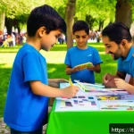 미니특공대 팬덤 주요 활동 정리 - A lively MiniForce fan gathering in an Italian city park during spring, featuring diverse groups of ...