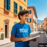 미니특공대 세미의 주요 대사 분석 - A vibrant and inspiring scene featuring a young Italian boy wearing casual clothes and a Mini Force-...